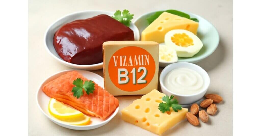 Vitamin B12 có trong thực phẩm như gan bò, cá hồi, phô mai và trứng giúp cơ thể khỏe mạnh.