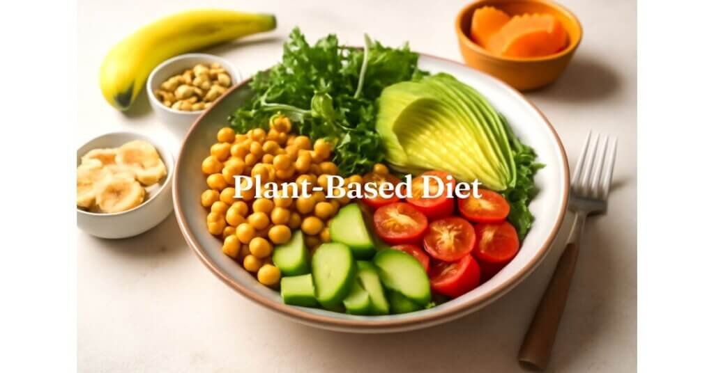 Món ăn Plant-Based với đậu gà, bơ, cà chua, dưa leo, và rau xanh tươi mát, là lựa chọn lành mạnh cho chế độ ăn thực vật.