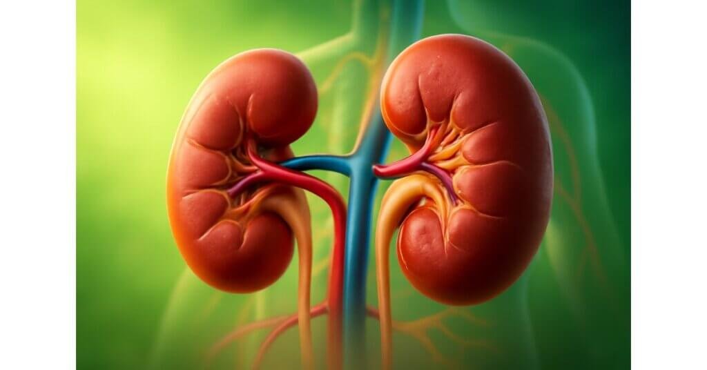 Cấu trúc và mạch máu của hai quả thận được minh họa chi tiết trong hình ảnh 3D, giúp dễ dàng hiểu chức năng của thận trong cơ thể.