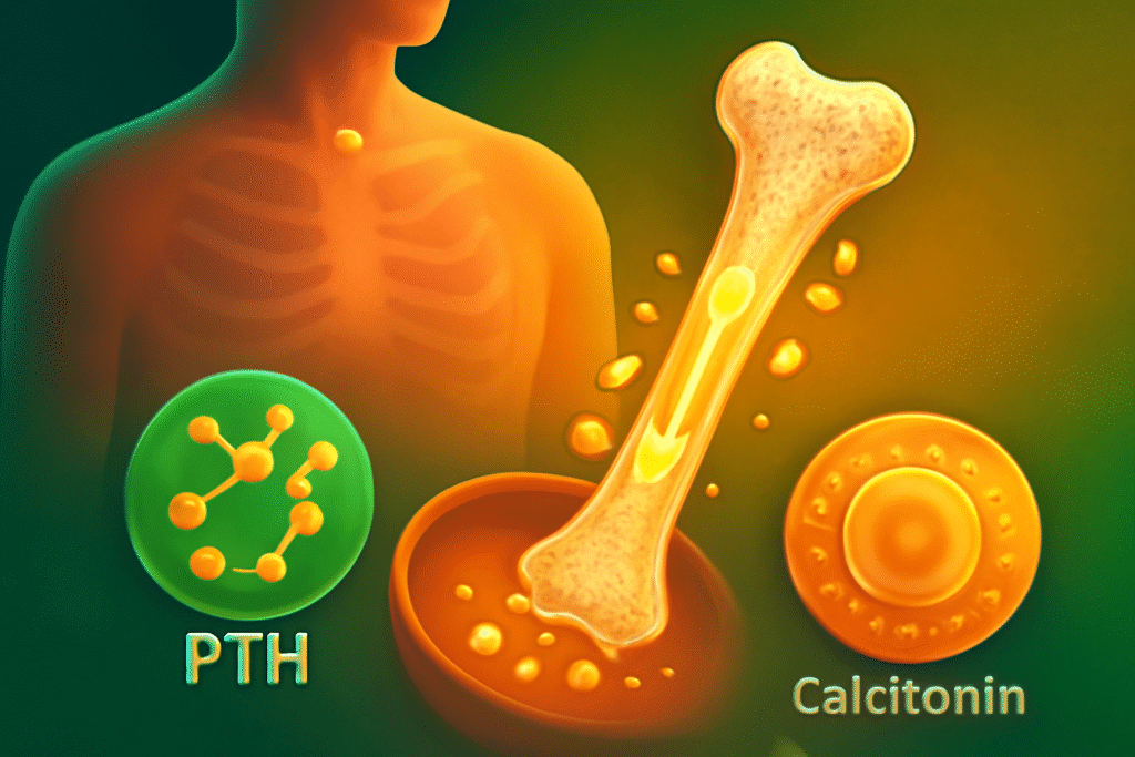 Hormone PTH và Calcitonin điều hòa canxi trong cơ thể, giúp duy trì sự cân bằng giữa xương và máu.