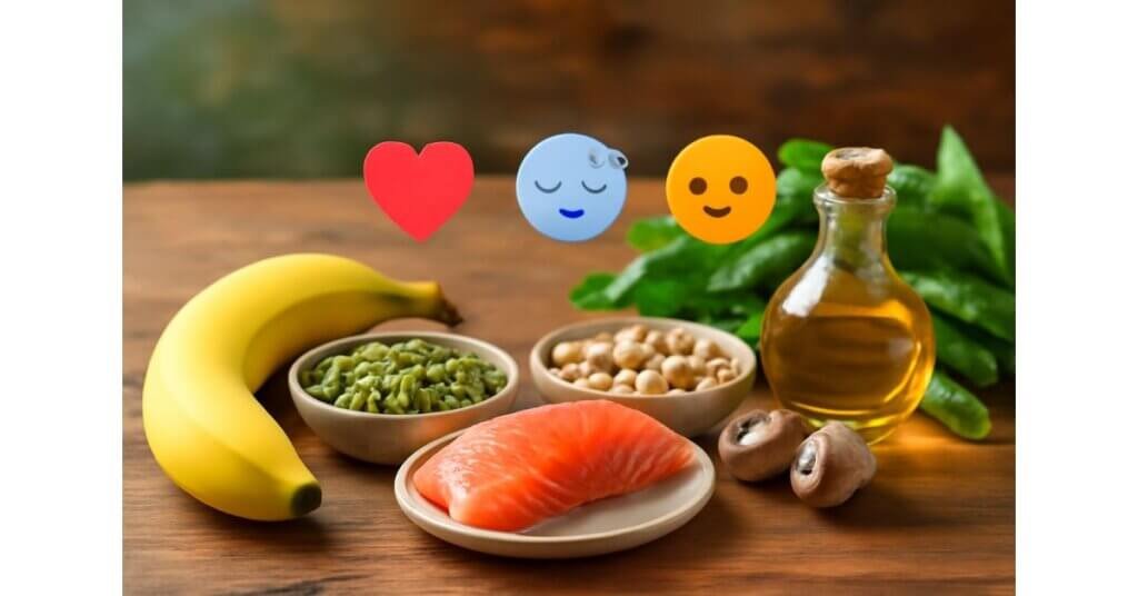 Thực phẩm bổ sung Progesterone như chuối, cá hồi, hạt bí, và đậu gà có thể hỗ trợ sức khỏe tim mạch, giấc ngủ và cảm xúc.