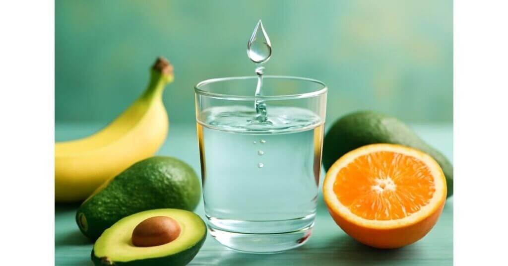 Thực phẩm như chuối, cam, bơ, và nước dừa giúp ổn định điện giải và hỗ trợ hoạt động của ADH, cân bằng nước trong cơ thể.