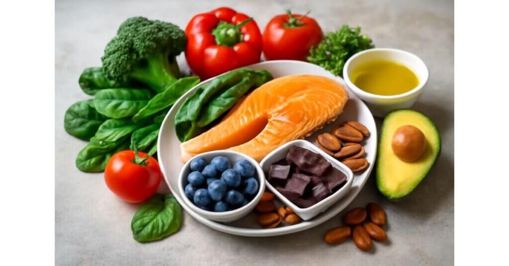 Cá hồi, quả việt quất, hạnh nhân, bông cải xanh và dầu ô liu là những thực phẩm giúp giảm stress oxy hóa và bảo vệ cơ thể khỏi tác hại của gốc tự do.